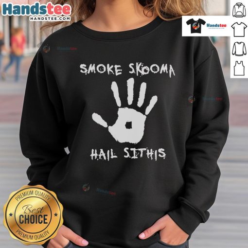 Official Smoke Skooma Hail Sithis Sweatshirt featuring a bold design, ideal for fans of The Elder Scrolls series.