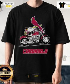 Alt Text: Official Snoopy and Woodstock driving motorbike on St. Louis Cardinals t-shirt, perfect for fans and collectors.
