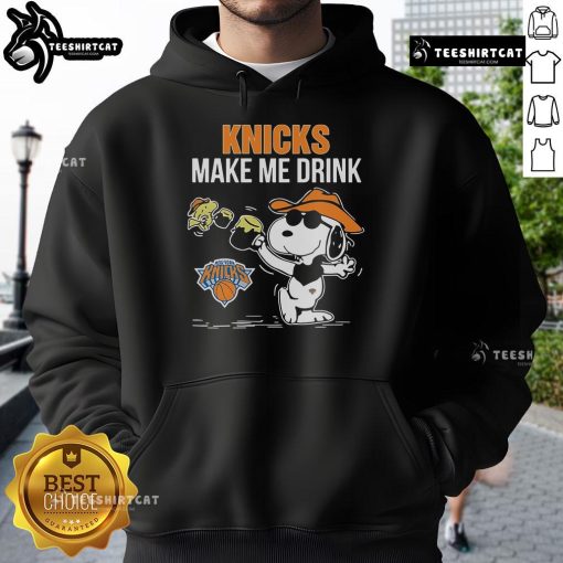 Alt Text: Official Snoopy and Woodstock New York Knicks hoodie featuring a playful design for fans and collectors.