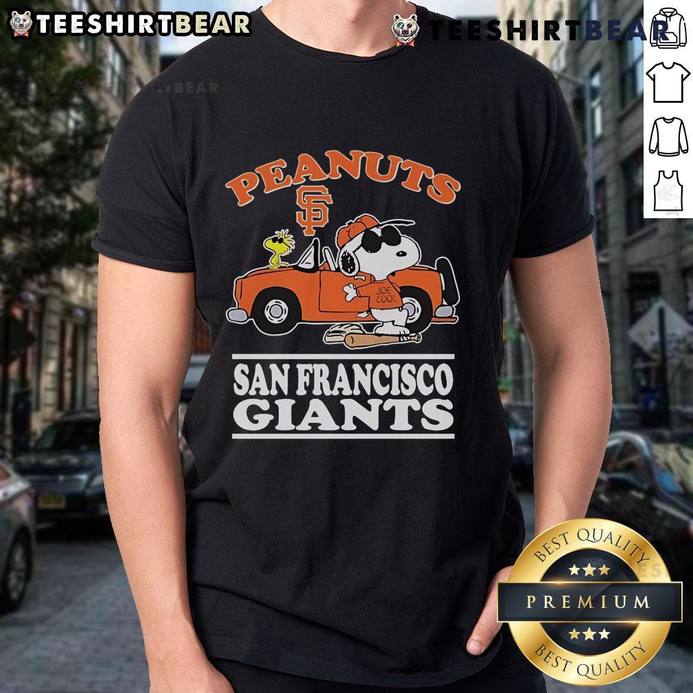 Official Snoopy And Woodstock The Peanuts X San Francisco Giants Joe Cool T-Shirt Alt Text: Official Snoopy and Woodstock Peanuts X San Francisco Giants Joe Cool T-Shirt featuring vibrant graphics and team logo.