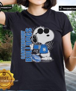 Official Snoopy Fan Canterbury-Bankstown Bulldogs X The Peanuts Ladies Tee featuring vibrant designs and team logo.