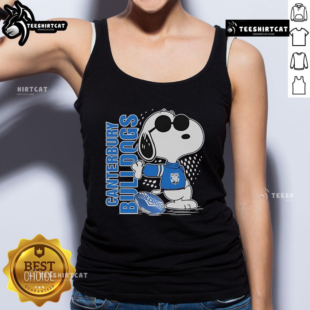 Official Snoopy Fan Canterbury Bankstown Bulldogs X The Peanuts Tank Top Official Snoopy Fan Canterbury Bankstown Bulldogs X The Peanuts tank top featuring a vibrant design and team logo.