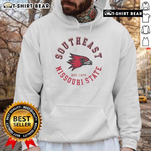 Official Southeast Missouri State Redhawks Circle Vintage Hoodie in red, featuring the team's logo and classic design.