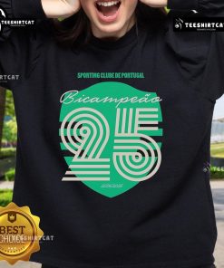 Official Sporting Clube De Portugal Bicampeao 2024-2025 sweatshirt featuring team colors and logo.