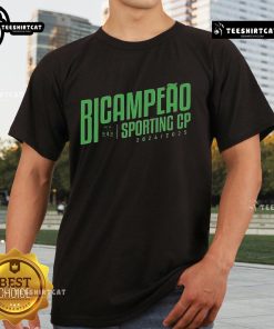 Official Sporting CP Bicampeo 24-25 T-Shirt featuring team logo and vibrant colors for fans of Sporting Clube de Portugal.