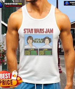 Official Star Wars Jam Luke and Leia tank top featuring iconic characters in vibrant colors, perfect for fans.