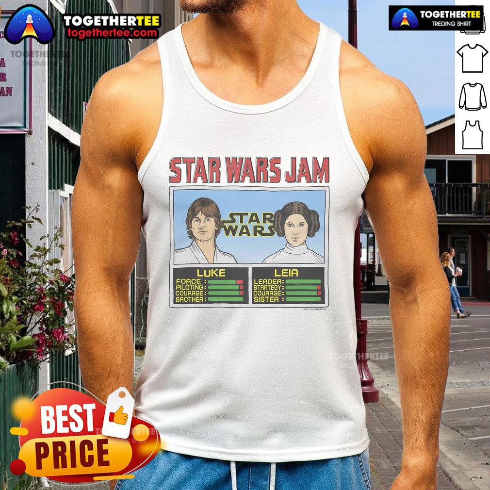 Official Star Wars Jam Luke And Leia Tank Top Official Star Wars Jam Luke and Leia tank top featuring iconic characters in vibrant colors, perfect for fans.