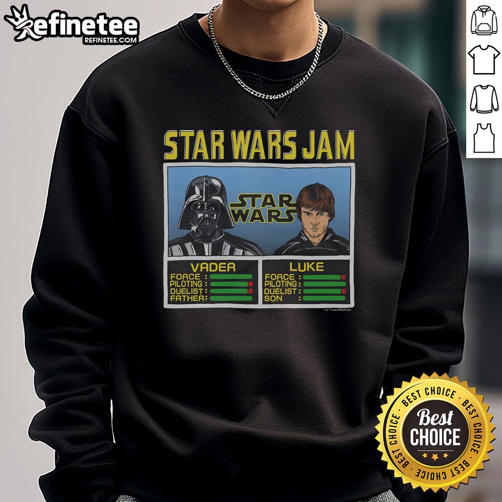 Official Star Wars Jam Vader And Luke Sweatshirt Official Star Wars Jam Vader and Luke sweatshirt featuring iconic characters in a stylish design for fans.