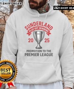 Official Sunderland Play-Off Winners 2025 Hoodie featuring team colors and logo, perfect for fans celebrating victory.