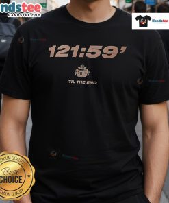 Alt Text: Official Sunderland Time Stamp 121 59 Til The End T-Shirt featuring club colors and logo, perfect for fans.