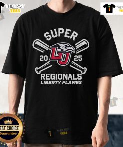 Alt Text: Official Super Regionals Liberty Flames Nike Softball T-Shirt featuring team logo and vibrant colors for fans.