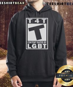 Alt Text: Official T4T Content Rated by LGBT Hoodie featuring vibrant colors and a unique design perfect for pride events.