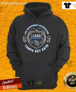 Alt Text: Official Tampa Bay Rays Law Enforcement Appreciation Day 2025 hoodie featuring team logo and commemorative design.