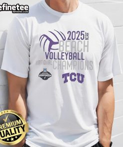 Alt Text: Official TCU Horned Frogs 2025 NCAA Beach Volleyball National Champions T-Shirt showcasing team pride and victory.