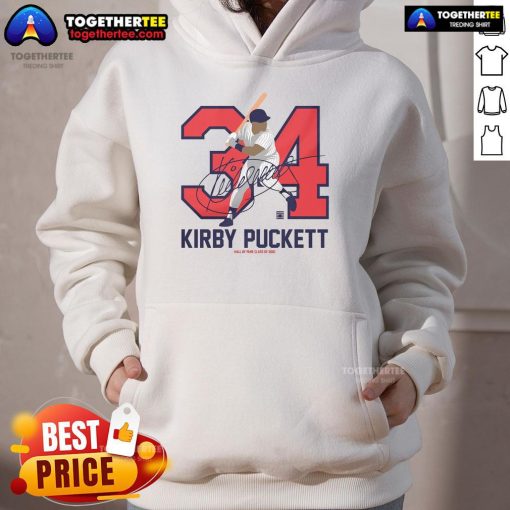 Official Team Brown Kirby Puckett Baseball Hall of Fame Member Signature Hoodie showcasing unique design and team pride.