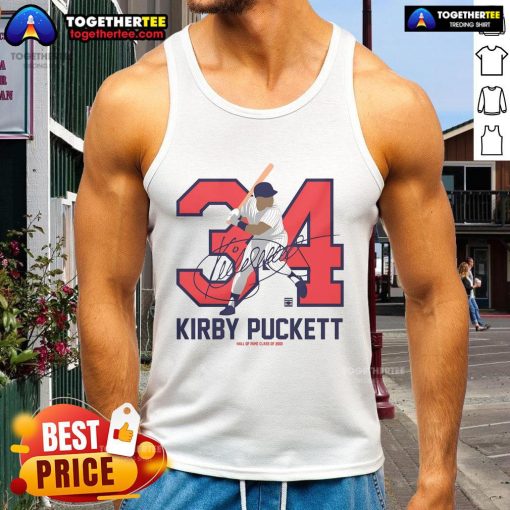 Official Team Brown Kirby Puckett Baseball Hall of Fame Member Signature Tank Top featuring iconic player autograph.