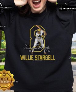 Alt Text: Official Team Brown Willie Stargell Baseball Hall of Fame member signature sweatshirt in navy blue.