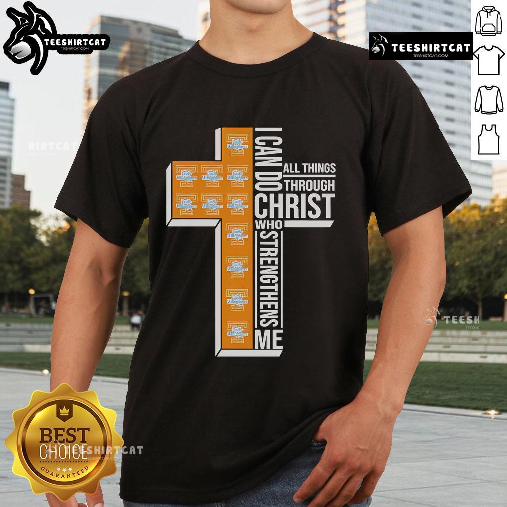 Official Tennessee Lady Volunteers I Can Do All Things Through Christ Who Strengthens Me T-Shirt Alt Text: Official Tennessee Lady Volunteers t-shirt featuring I Can Do All Things Through Christ Who Strengthens Me design.