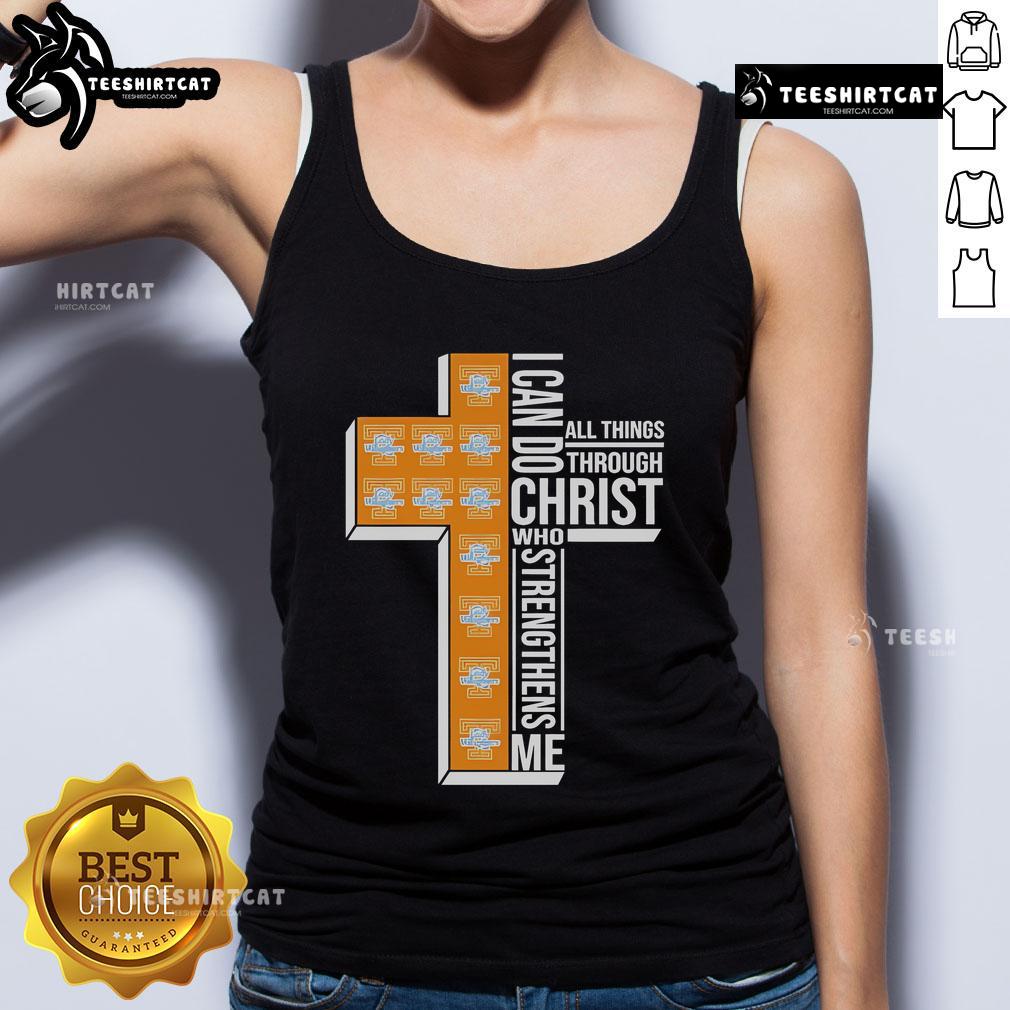 Official Tennessee Lady Volunteers I Can Do All Things Through Christ Who Strengthens Me Tank Top Official Tennessee Lady Volunteers tank top featuring 'I Can Do All Things Through Christ Who Strengthens Me' design.
