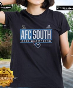 Official Tennessee Titans 2021 AFC South Division Champions blocked favorite ladies tee in vibrant team colors.