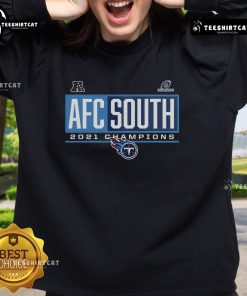 Official Tennessee Titans 2021 AFC South Division Champions Blocked Favorite Sweatshirt in navy blue.