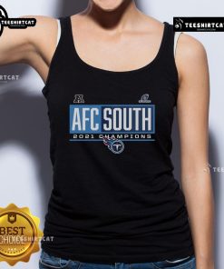 Official Tennessee Titans 2021 AFC South Division Champions tank top featuring bold team graphics and colors.