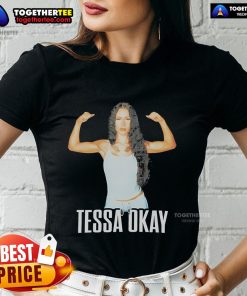 Official Tessa Okay muscle photo on a ladies tee showcasing a stylish design and vibrant colors.