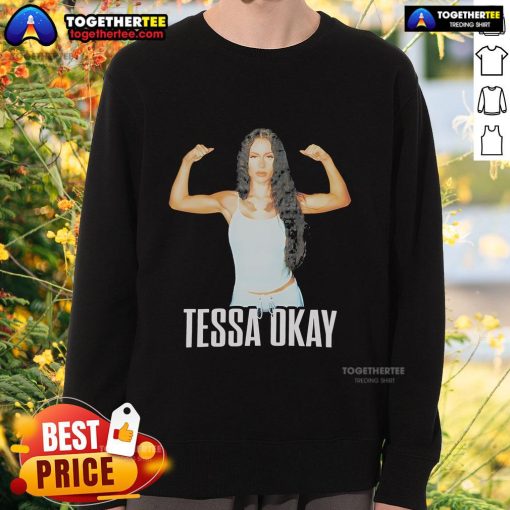 Official Tessa Okay muscle photo sweatshirt featuring a stylish design and comfortable fit for activewear enthusiasts.