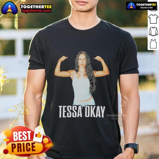 Official Tessa Okay Muscle Photo T-Shirt featuring a trendy design and vibrant colors for stylish casual wear.