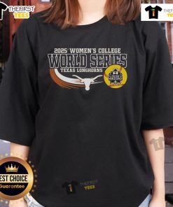 Official Texas Longhorns Women's Softball 2025 CWS Bound Ladies Tee featuring team colors and logo.