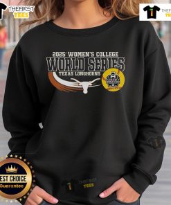 Official Texas Longhorns women's softball 2025 CWS Bound sweatshirt featuring team colors and logo.