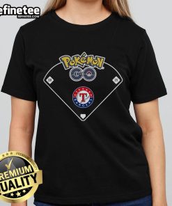 Official Texas Rangers X Pokemon Go Ballpark Ladies Tee featuring vibrant graphics and a stylish design for fans.