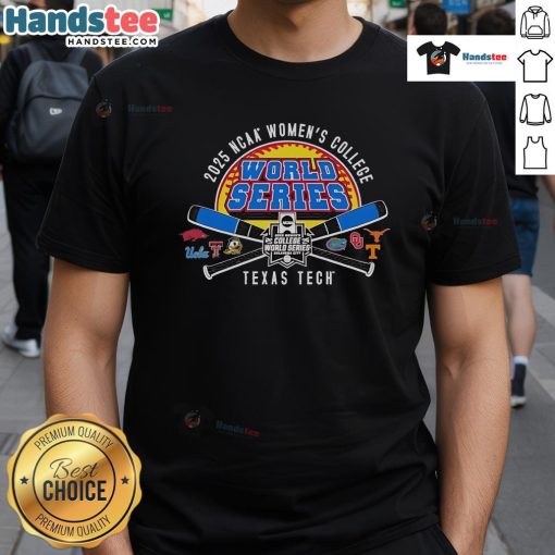 Alt Text: Official Texas Tech 2025 Softball College World Series Cross Bats T-Shirt featuring team colors and logo design.