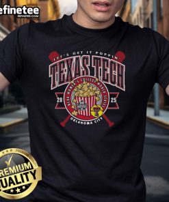 Official Texas Tech 2025 Softball College World Series 'Get It Poppin' T-Shirt featuring vibrant team colors and logo.