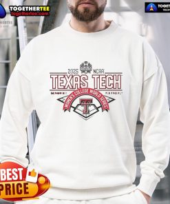 Official Texas Tech 2025 Softball College World Series sweatshirt featuring 'Own The Plate' design in bold colors.