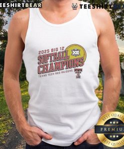 Alt Text: Official Texas Tech Red Raiders 2025 Big 12 Softball Conference Tournament Champions tank top in vibrant colors.