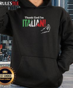 Official Thank God I'm Italian hand hoodie featuring a bold design, perfect for proud Italians and casual wear.