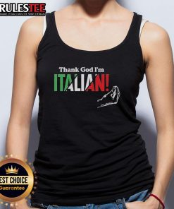 Official Thank God I'm Italian hand tank top featuring a stylish design perfect for Italian pride and casual wear.