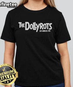 Official The Dolly Tots Los Angeles USA logo on a ladies tee, showcasing trendy design and vibrant colors.