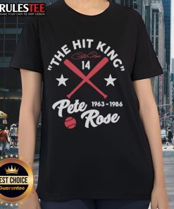 Official Pete Rose Ladies Tee, celebrating The Hit King from 1963-1986, perfect for baseball fans and collectors.
