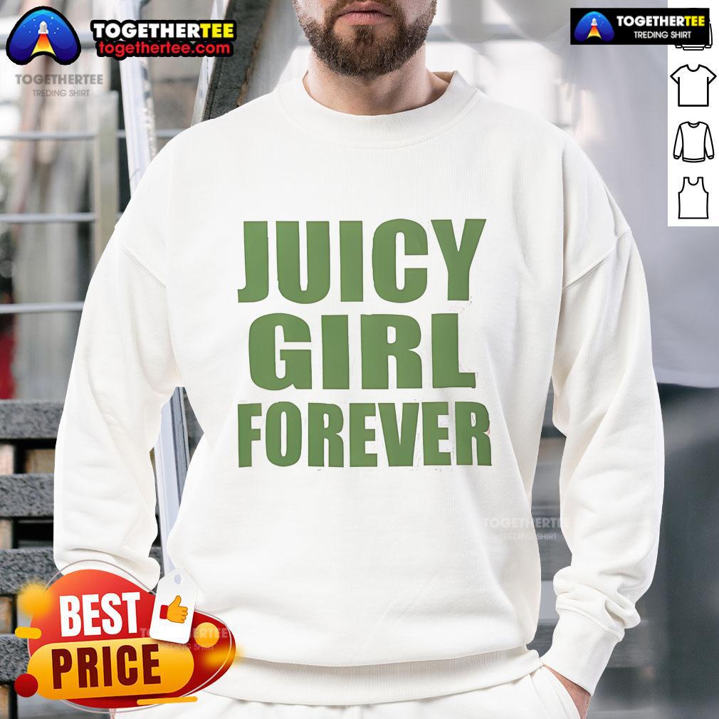 Official The Icons Juicy Pink Juicy Girl Forever Sweatshirt Official The Icons Juicy Pink Juicy Girl Forever Sweatshirt displayed on a stylish mannequin in a bright setting.