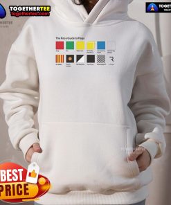 Official The Race Guide To Flags Hoodie featuring vibrant flag designs, perfect for racing enthusiasts and fans.