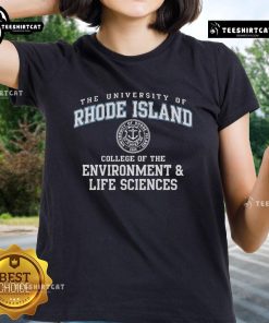 Official University of Rhode Island College of the Environment and Life Sciences ladies' tee featuring logo and stylish design.