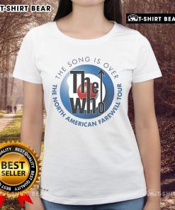 Official The Who North American Farewell Tour 2025 Ladies Tee showcasing vibrant tour graphics and stylish design.