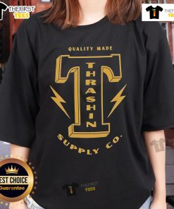 Alt Text: Official Thrashin Supply Quality Made Supply Co. Bank Ladies Tee in stylish design and soft fabric for casual wear.