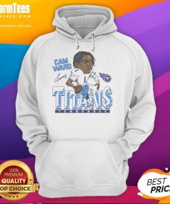 Cartoon hoodie featuring Cam Ward's signature, perfect for NFL fans and Titans supporters. Official Titans merchandise.