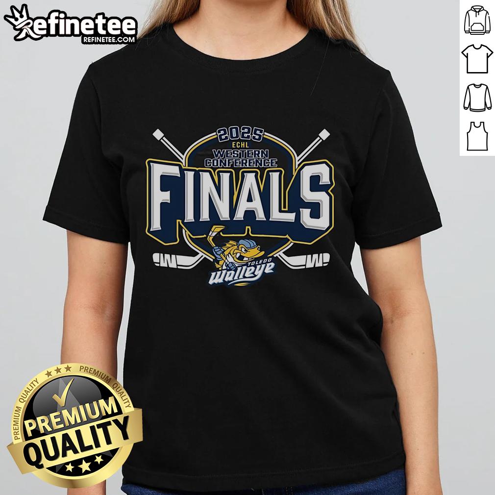 Official Toledo Walleye Buckner Western Conference Finals 2025 Ladies Tee 2025 Official Toledo Walleye Buckner Western Conference Finals ladies tee in stylish design for fans.