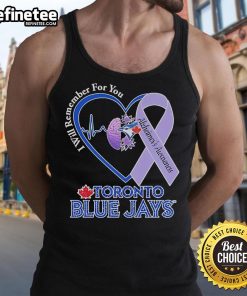 Official Toronto Blue Jays 'I Will Remember For You' Alzheimer's Awareness Heartbeat Brain Tank Top displayed on a mannequin.