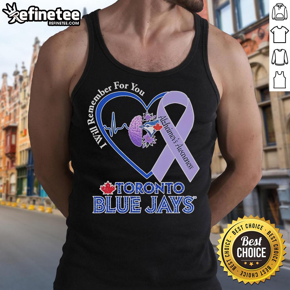 Official Toronto Blue Jays I Will Remember For You Alzheimer's Awareness Heartbeat Brain Tank Top Official Toronto Blue Jays 'I Will Remember For You' Alzheimer's Awareness Heartbeat Brain Tank Top displayed on a mannequin.