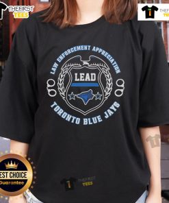Official Toronto Blue Jays Law Enforcement Appreciation Day 2025 ladies tee featuring team logo and stylish design.